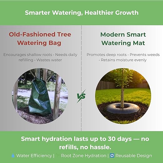 Smart Plant Watering Mat 24'' – Auto Tree Watering & Slow Release 30-Day Hydration | Vacation Plant Watering Device with Humidity Mat for Indoor Plants, Herbs & Small Trees (3 Mats/Pack)