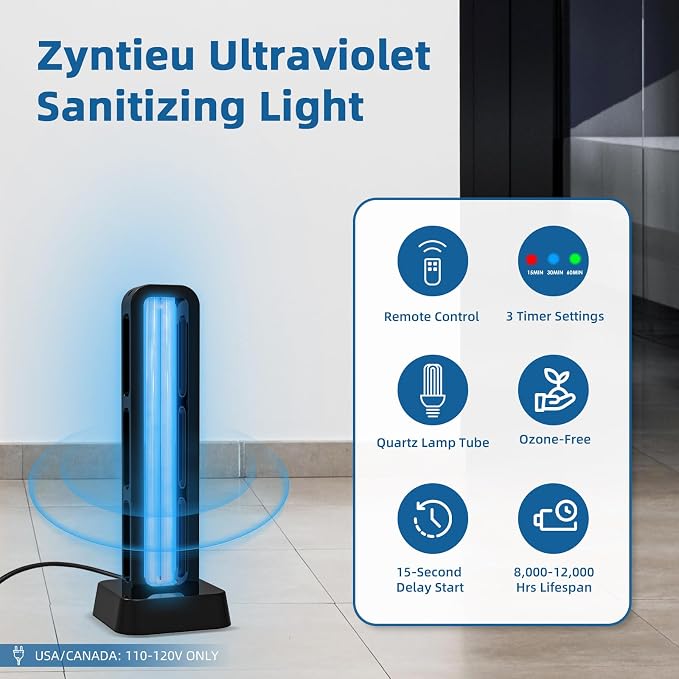 39W UV Light Sanitizer with Remote Control and 3 Timers – Ozone Free Home Disinfection Device, Kills Germs, Viruses, Mold and Dust Mites – Whole Room Ultraviolet Light for Home and Office