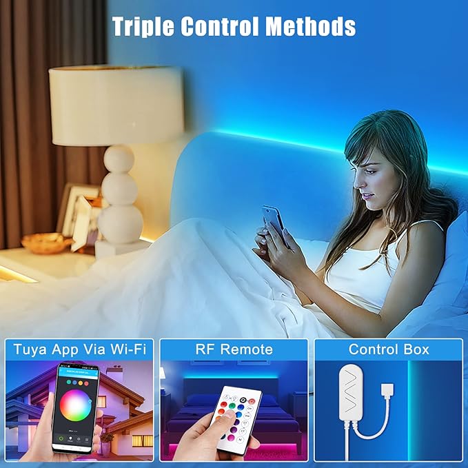Tatazone RGBWW Smart Led Strip Lights, 16.4ft Tunable White 3000K to 6500K+RGB WiFi Led Light Strip Work with Alexa and Google, Color Changing Music Sync Indoor Rope Lights for Bedroom, TV, Cabinet