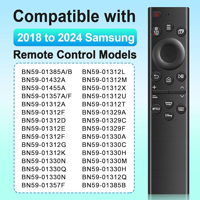 BN59-01385A Replacement Universal Remote for Samsung TV Remotes Control Compatible with All Samsung LED QD Neo QLED 4K 8K HDR Smart TVs from 2018 to 2024, with 4 Shortcut Buttons No Voice Function