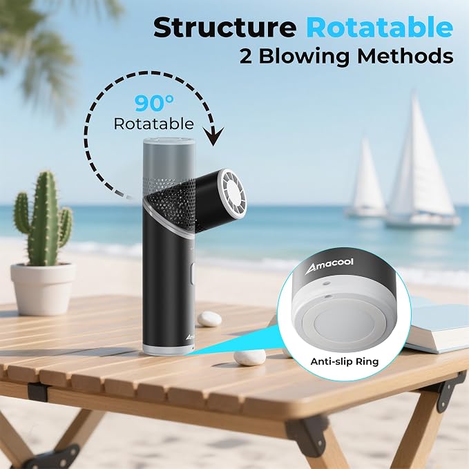 AMACOOL Portable Handheld Turbo Fan with Rotatable Head, Gifts for Mother Mom Her Father Dad Him, Metal Tube Body with 14000RPM, Mini Yet Powerful Pocket Fan for Women Men Beach Travel Essentials 2026
