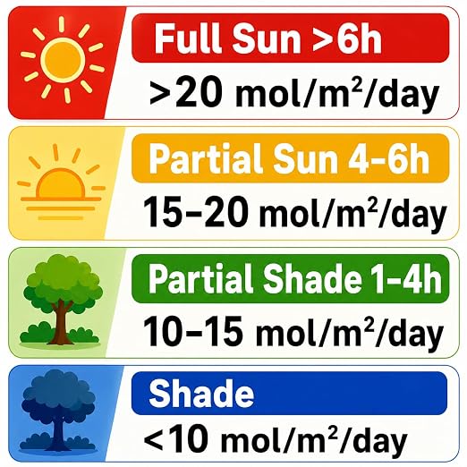 DLI Sun Meter for Plants – Identify Full Sun, Partial Sun & Shade, Measure Daily Plant Light, Visualize PAR Changes Throughout the Day, CSV Export, 180-Day History