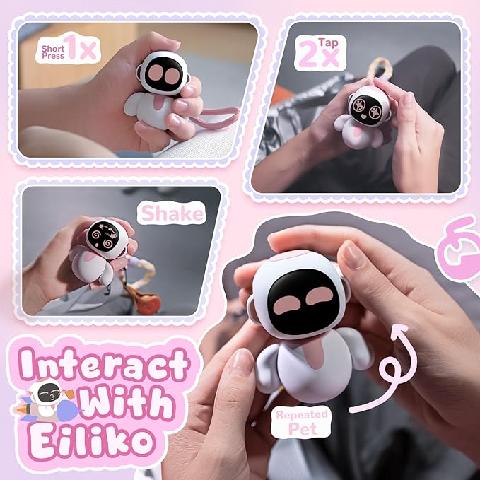 ENERGIZE LAB Eiliko Coral Pink - Your Tiny AI Charm Robot that Matches Every Daily Outfit, Fun Electronic Pendant Toys, for Couples and Best Friends.