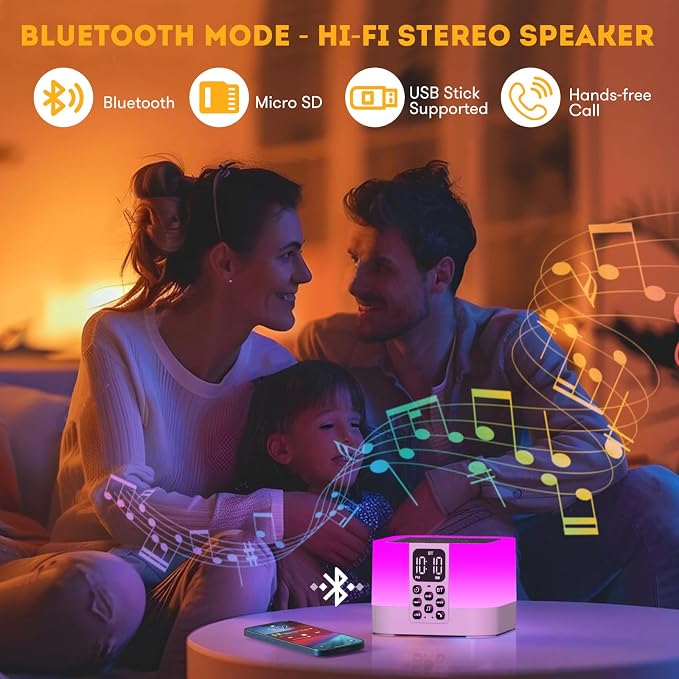 Gifts for Teen Boys Girls, Night Light Bluetooth Speaker, Multi-Color Changing Alarm Clock for Bedrooms, Dimmable Bedside Lamp, Best Birthday Gift Trendy Stuff for 8 - 14+ Years Old Teenage Girls Boys