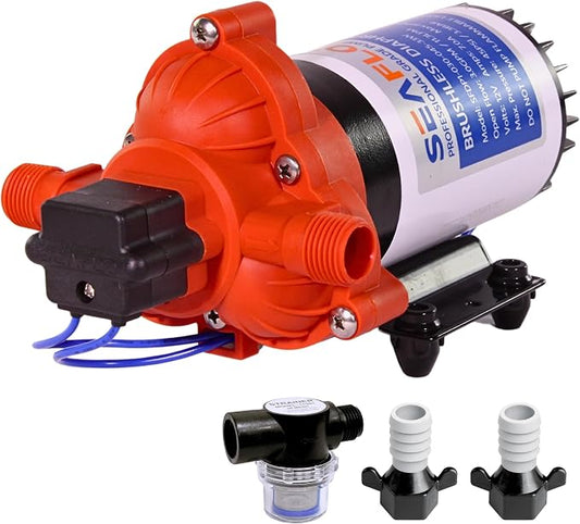SEAFLO 33W Series 12V DC Brushless Automatic Demand Diaphragm Water Pressure Pump, 3.0 GPM, 45 PSI, Ultra Quiet Operation, Self-Priming, Overload Protection, NSF & UL Certified, 4 Year Warranty