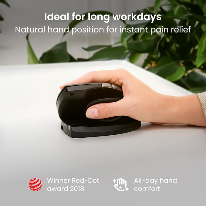 Contour Unimouse Ergonomic Vertical Mouse Adjustable 35°-70° Tilt Angle, 6 Programmable Buttons for Productivity, Customizable Thumb Rest for Wrist Pain Relief | Plug & Play Mac/PC - Wireless - Right