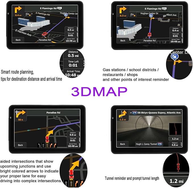 GPS Navigation for Car, Latest 2026 Map 7 inch Touch Screen Car GPS, Voice Turn Direction Guidance, Support Speed and Red Light Warning, Pre-Installed North America Lifetime map Free Update