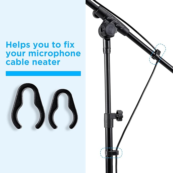 Microphone Stand 2 Pack, Bietrun Tripod Mic Stand Adjustable Boom Height, with Carry Bag & Mic Clips, Detachable Boom Mic Stand for Singing Performance Wedding Stage Church