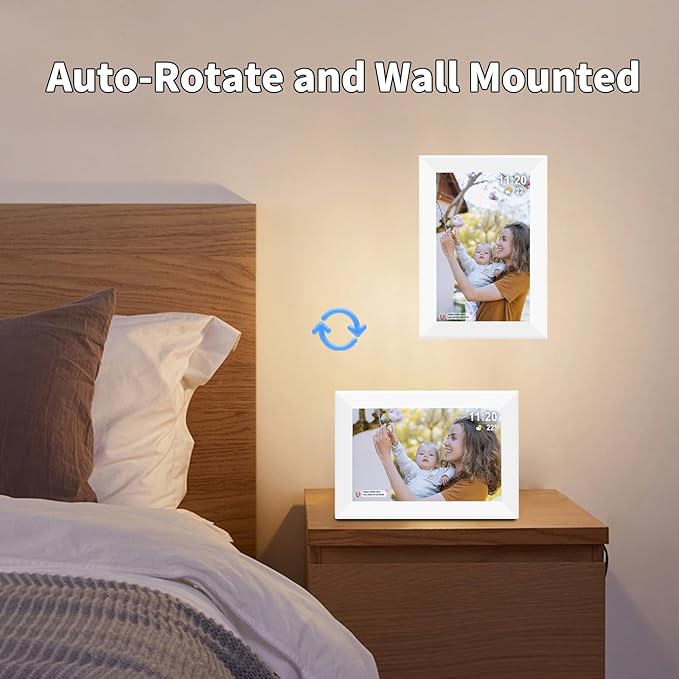 Frameo 10.1" Digital Picture Frame White, Smart WiFi Digital Photo Frame with IPS Touch Screen, 1280x800 HD Display, 32GB Auto-Rotate Wall Mountable, SD/USB Slot, Instant Sharing via Frameo App