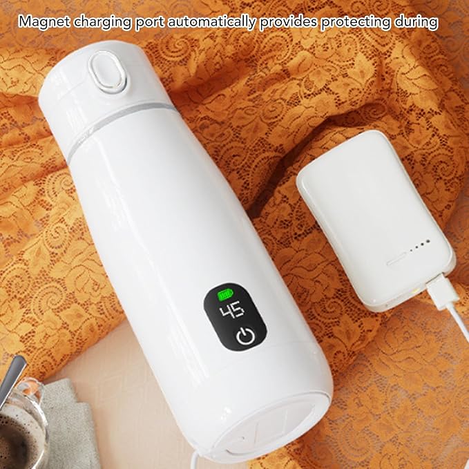 AUNMAS Portable Travel Electric Kettle, Stainless Steel Water Heater with USB Charging Cordless Hot Water Boiler for Camping Hiking