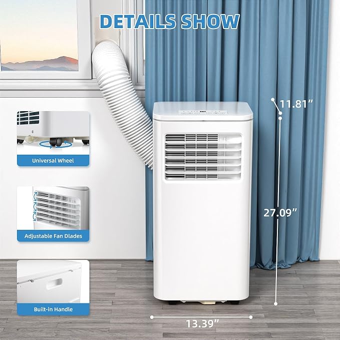 Electactic Portable AC Units 10100 BTU, 4-in-1 Indoor Air Conditioner with Built-in Dehumidifier & Fan, Quiet Portable Air Conditioner for Home up to 450 Sq.Ft., 24-Hour Timer & Remote Control