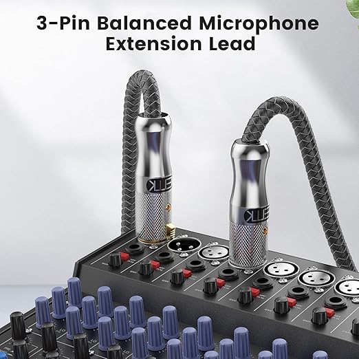 EMK XLR Microphone Cable 3-Pin Balanced (Male to Female) - 3M/10Ft Professional Audio Cord for Behringer Mixer, Mic Preamplifier, Speaker Systems - Oxygen-Free Copper, Gold-Plated Connectors (Silver)