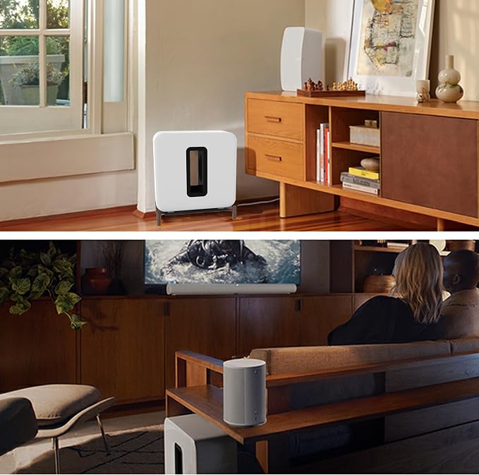 Real Wood Stand for Sub 4,The Holder Accessories Protect Sonos Sub 4 for Sound Better,Secure Stable Wooden Mount with Metal Frame for Sonos Sub 4, Sub 3, Sub 2, (Walnut) (Black)