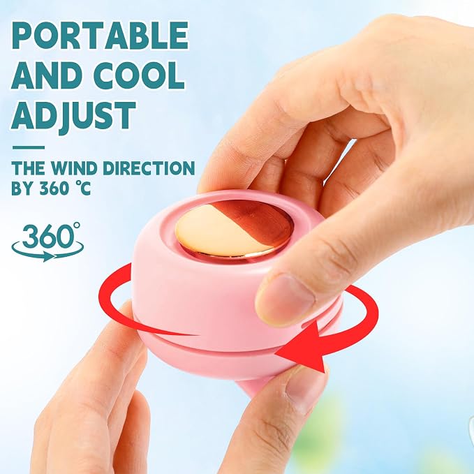 6 Pack 360° Portable Silent Mini Bladeless Electric Fan, Small Fan Clip on for Shirt & Waist, 3 Speeds Rechargeable Whirlwind Cooling Fans for Outdoor Travel Office (White Green Pink)