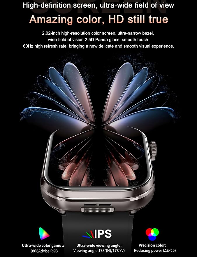 Smart Watch with Earbuds, 2.02" HD Screen, 2 in 1 Fitness Tracker with Wireless Earphone, Waterproof, Compatible for Android iOS, Comes with 2 Watch Straps, Rose Gold