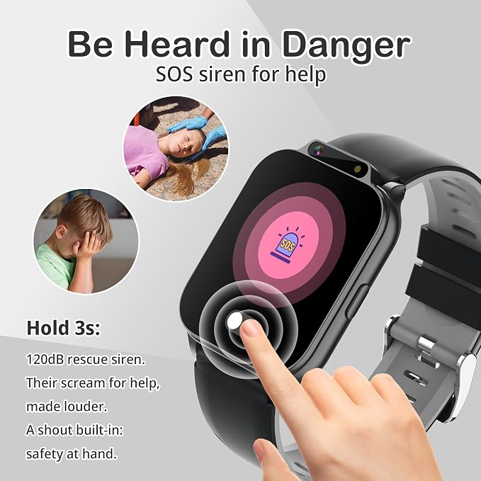 Tixpc Kids Waterproof Smart Watch with Fitness Tracker Sports Activity Pedometer Heartrate SpO2 Stress Monitor Flashlight APP HD Touch Screen Camera Games Music for 4-13 Year Old Boys Gifts for Kids