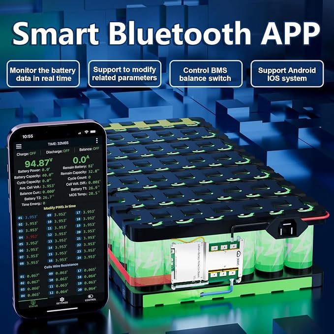 JKBMS Smart BMS 4S-8S 12V-24V 300A 2A Active Balance Build-in Bluetooth with Heat CAN RS485 PCB Battery Protection Board for LiFePO4 Li-ion LTO Battery Pack (JK-B2A8S30P-HC)