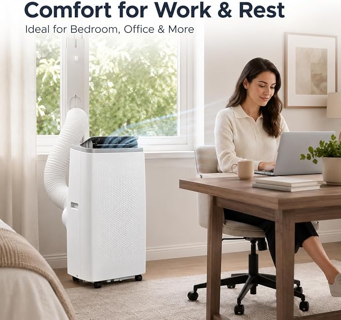 14000 BTU Portable Air Conditioners, 4-in-1 Cooling, Dehumidifier, Fan and Sleep, Quiet Operation, Remote&24H Timer, Window Kit, Cools Rooms up to 750 Sq.Ft, for Bedroom, Office