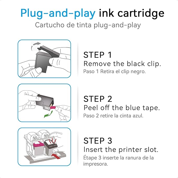 High Yield 68e Ink Cartridge Compatible for HP 68 68e Ink Cartridges Black/Color Combo Pack Compatible for Envy 6155e 6555e 6100e 6500e 6152e 6100 6500 6155 6555 Series Printer (Upgraded Chip 2-Pack)