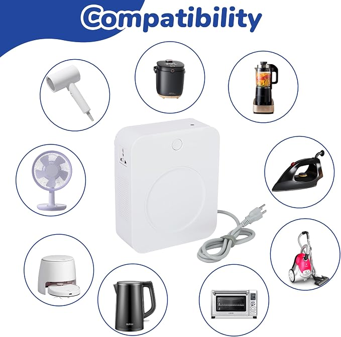 2000W Step Up Voltage Converter 110v to 220v, Heavy Duty Voltage Transformer with 2 Output Sockets, Work with Asia Europe Appliances Used in US (White)
