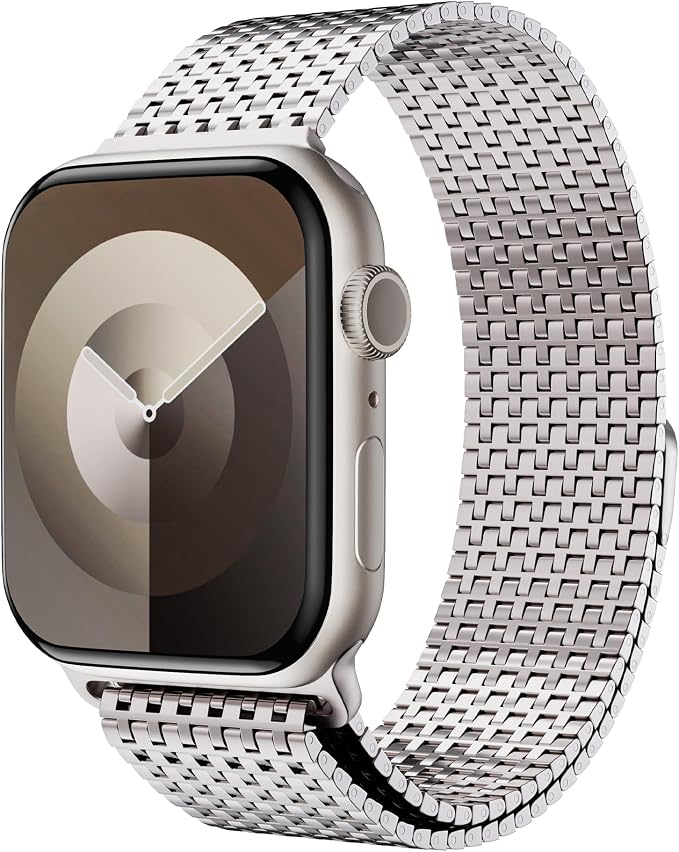 LULULOOK Milanese Mesh Loop Compatible with Apple Watch Band 49/46/45/44/42/41/40/38mm for Men Women, Stainless Steel Magnetic Buckle Strap for iWatch Ultra 3/2 Ultra Series 11 10 9 8 7 6 SE 5 4 3