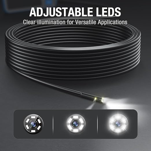 50ft Dual Lens Endoscope Camera with Light, Teslong 4.5" HD Snake Borescope Inspection Camera, Home Waterproof Fiber Optic Scope with Flexible Cable