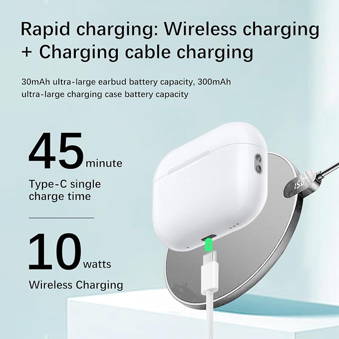 Pro 3 Wireless Earbuds, Active Noise Cancellation, Live Translation, Heart Rate Sensing, Panoramic Stereo Sound, Bluetooth Headphones, USB-C Charging, White