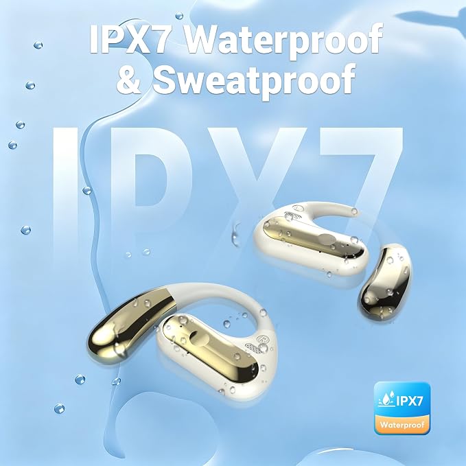 CoolJumper Open Ear Bluetooth 5.4 Headphones with Ear Hooks, 16.2mm Large Driver, 60H Total Playtime LED Digital Charging Case, IPX7 Waterproof, ENC Clear Call Sports Earbuds for Running Gym Commute