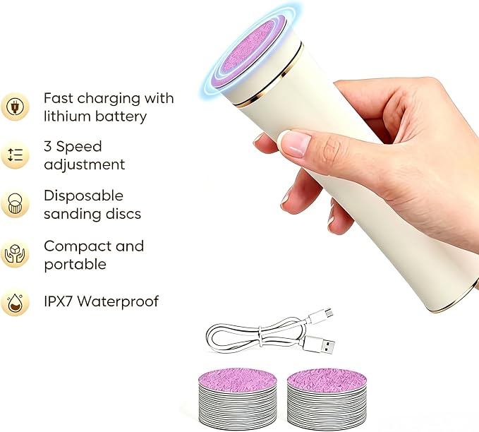 Electric Callus Remover for Feet, Rechargeable Foot File Dry Skin | 2000mAh Battery, IPX7 Waterproof foot shaver, 20 Diamond Rollers, Heel Scraper for Cracked Heels Home Pedicure