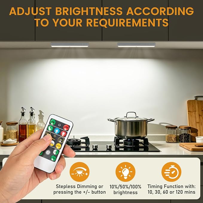 Racokky Under Cabinet Lights with Charging Station, 6 Pcs Rechargeable Motion Sensor Closet Lighting, Dimmable RV Step Lights Stick-Anywhere LED Night Bar for Kitchen, Wardrobe, Stairs(Warm)