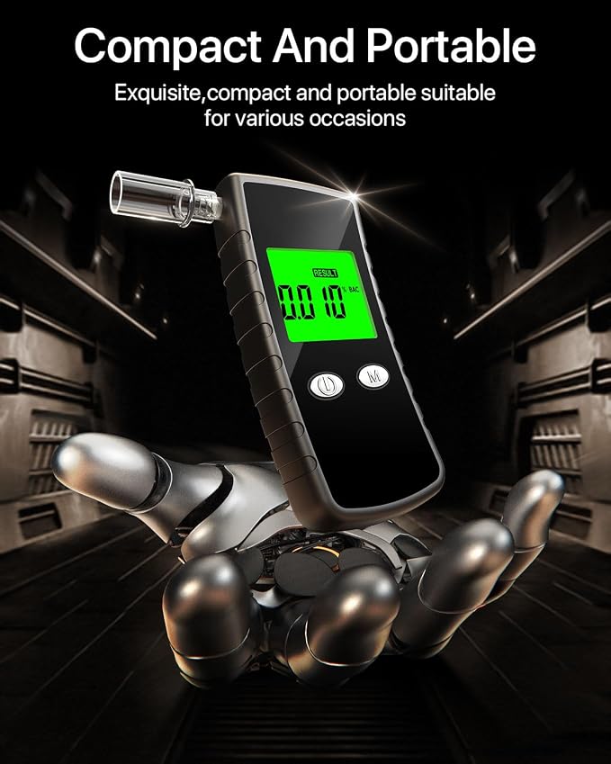 2026 Upgraded Breathalyzer,Breathalyzers for Alcohol with LCD Digital Display,Alcohol Breathalyzer Tester for Home Use,Portable Breathalyzer with 10 Mouthpieces and Carrying Case