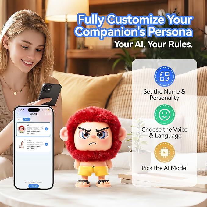 AI Robot,AI Companion & Emo Robot, Plush Interactive Toy Figure, Artificial Intelligence Product, Long-Distance Relationship Robot Gift for All Ages.