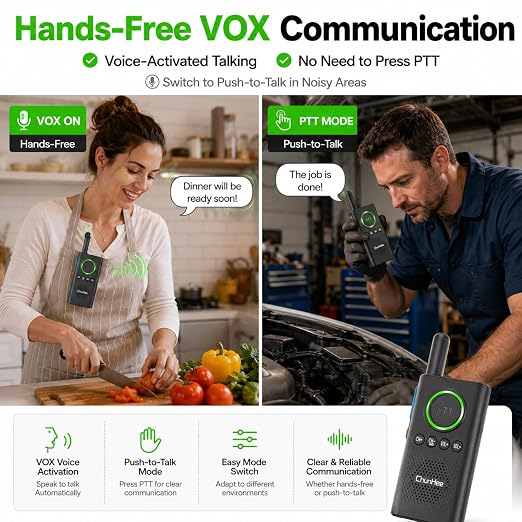 Wireless Intercom System 3300 ft Long Range, 2 Way Intercom for Home Office & Business, Large PTT Button & VOX Hands-Free, 16 Channels Room to Room Intercom, No WiFi Needed (2 Pack)