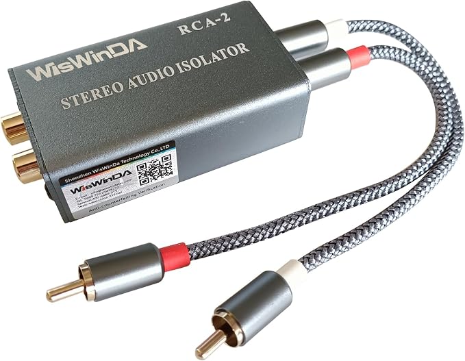 Noise Isolator RCA Audio Hum Eliminator (No Affects Bass) Noise Filter Aluminum Shell Ground Loop Noise Isolator for HiFi Stereo Home Theater Car Audio Player Plug&Play (Silver-Gray)