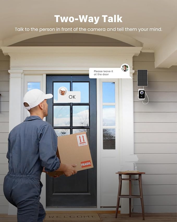 PEEIPM Security Cameras Wireless Outdoor Solar: Battery Power Cameras for Home Security WiFi Seguridad Camara System Kit Surveillance Monitor with Motion Sensor Flood Light Alarm & Color Night Vision