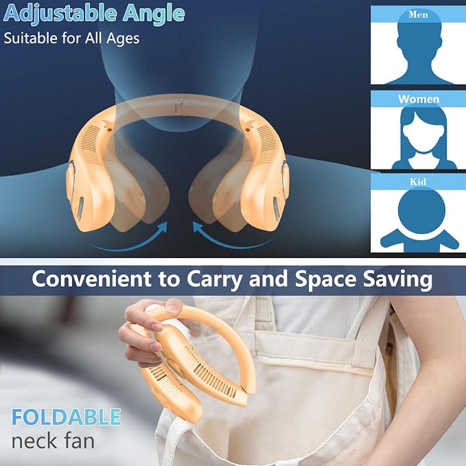 Portable Neck Fan-Misting Fan Portable Folding Cooling Fan for Your Neck,Mini Headphone Personal Neck Fan,Rechargeable Battery Operated Festival Gifts for Women Men Adults Kids Dad Mom