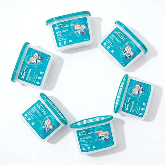 Moisture Absorbers Buckets,Portable Humidity Absorber Boxes for Your Bathroom,Basement, Closet & Car,Dehumidifier with Lavender Fragrance (Capacity 500 Milliliters/Box ；6 Boxed Items)