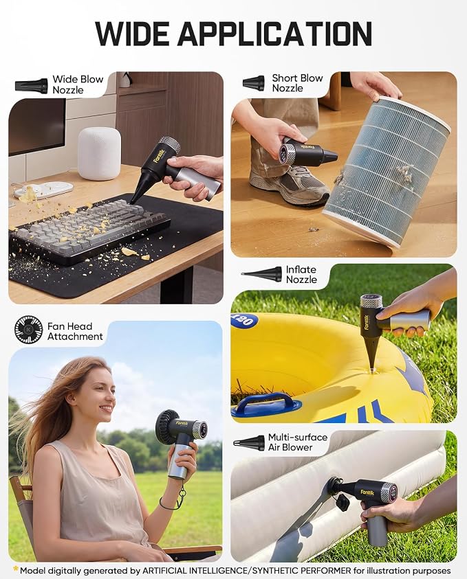 Fanttik Gust B11 Mix 110000RPM Compressed Air Duster, 2-in-1 Electric Air Duster & Portable Fan, 100 Stepless Gears, One-Tap Booster, Rechargeable Dust Blower for PC, Electronics, Outdoor Cooling