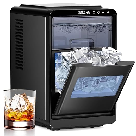 COWSAR Crescent Ice Maker, Slow-Melting Countertop Ice Maker, 27 Lbs/24H, 16Pcs in 12-15Mins, Self-Cleaning, 24-Hour Timer, Portable Crystal Clear Ice Machine, 3000PCS Per Day, for Home/Office/Party