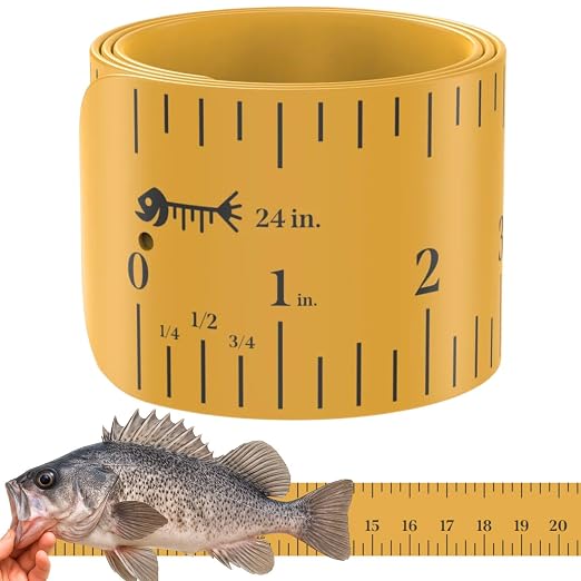 Roll-up & Slap-on Premium Fishing Tape Measure - Easy-to-Read Catch and Release Fish Measuring Device for Boat & Kayak Accessories - Compact & Extendable Fish Ruler (Gold - 24" Inches)
