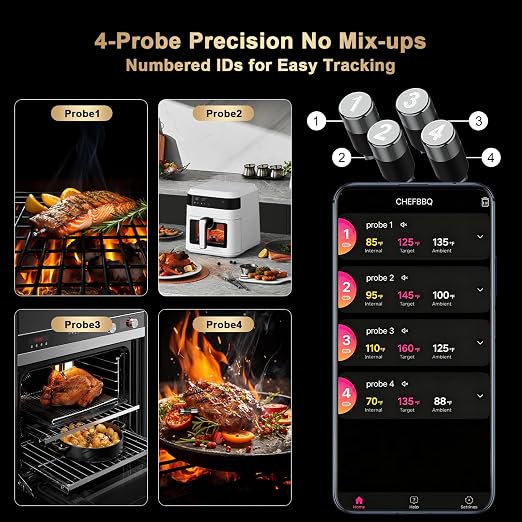 Wireless Meat Thermometer Digital - 800FT Bluetooth Food Thermometer for Cooking, NIST Certified Accuracy, Instant Read Thermometer Standalone Base for Grill BBQ Oven Smoker (Blue)