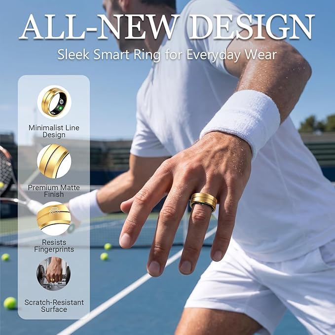 Smart Ring for Women Men, All-New Matte Scratch-Resistant Design, Health & Fitness Tracker for Sleep, Stress & Activity Monitoring, Long Battery Life, Waterproof, No App Fee, Rose Gold 12