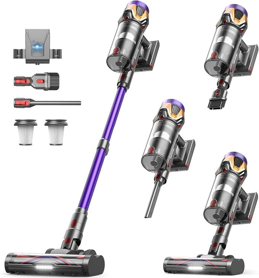 Cordless Vacuum Cleaner 55Kpa/650W/70Mins,1.8L Self Standing Stick Vacuum,Upgraded Vacuum Cordless with Hurricane Mode,Touch Screen,Anti-Tangle Wireless Vacuum,Vacuum Cleaners for Home/Pet Hair/Carpet