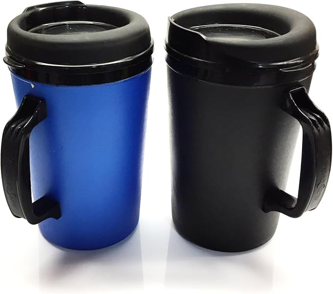 Thermoserv 34oz Travel Mug Classic Gas Station Mug (Black/Blue 2 Pack)