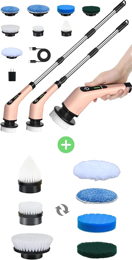 Leebein ANS-8050 Electric Spin Scrubber + Extra 7PCS Replacement Brush Heads