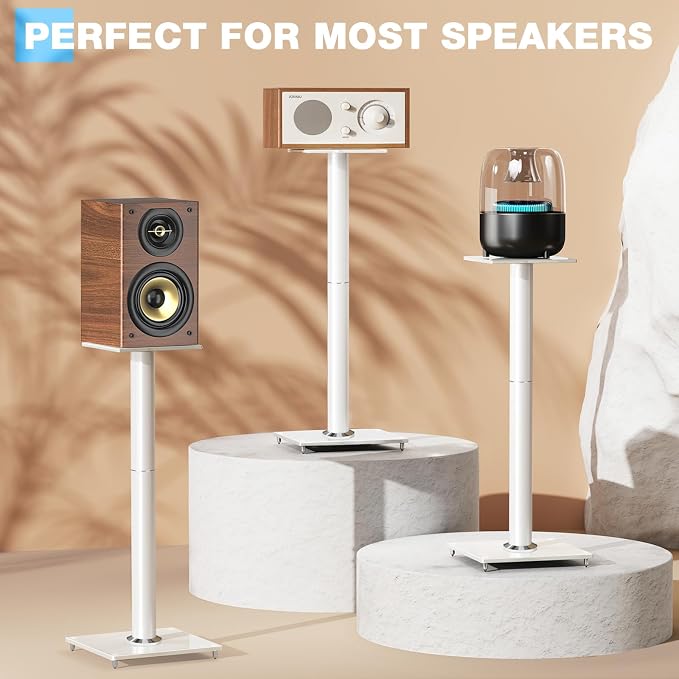 Rfiver Upgraded 45° Swivel Speaker Stands Pair for Surround Sound, Heavy Duty 28 Inch Bookshelf Speaker Stand Each Holds 44lbs Large Speaker, Floor Speaker Stand Built-in Cable Management, 1 Pair