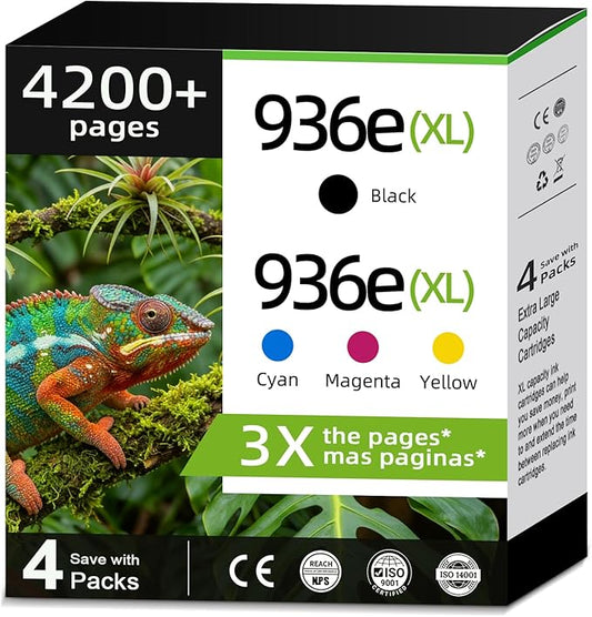 936 936XL 936e Ink Cartridges Combo Pack High Yield Replacement for HP 936e 936 936XL HP936 HP936e XL HP936XL for OfficeJet Pro 9125e 9120e 9730e 9130 9135e 9122e 9128e 9110b 9120b 9130b 9130e Printer
