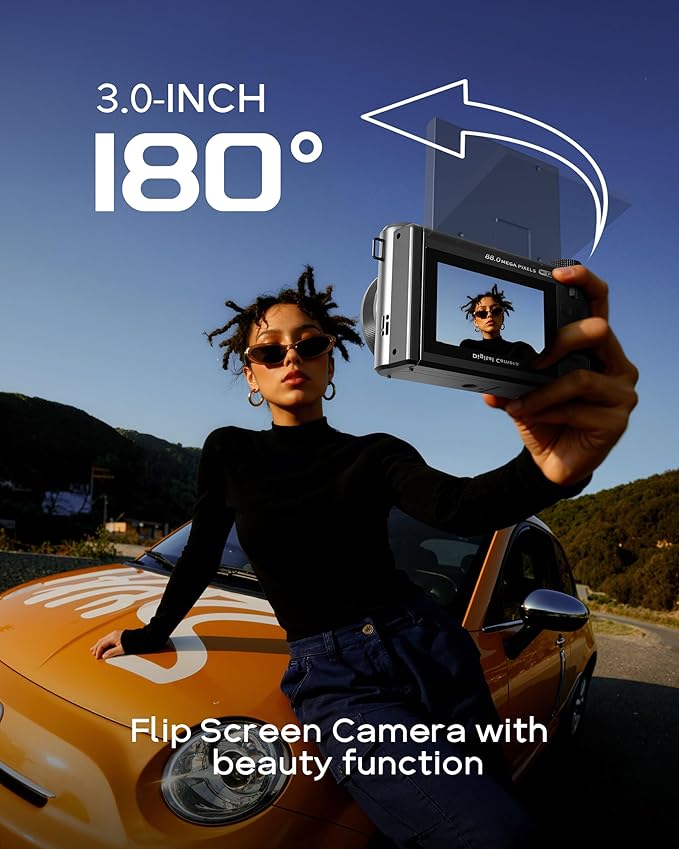 8K Digital Camera for Photography - 88MP Autofocus Vlogging Camera for YouTube with 64GB SD Card, WiFi, 18X Zoom 3" 180° Flip Screen Compact Travel Camera with 2 Batteries for Teens and Beginner