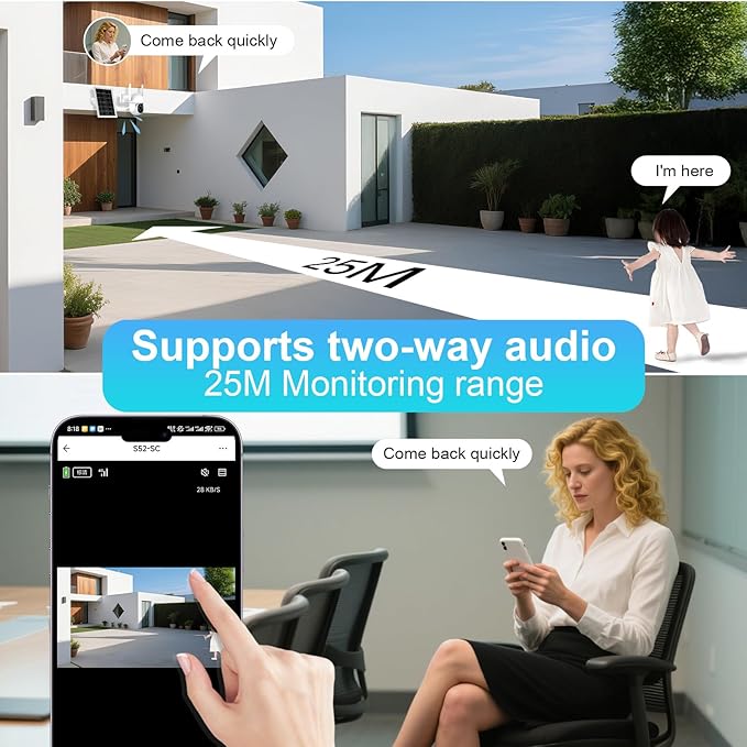 4G LTE Cellular Security Camera Outdoor System, Lifetime Free Unlimited Data,Wireless Solar Security Camera Built in SIM Card, 360° Live View, 2K Color Night Vision, PIR Motion Detection&Alert