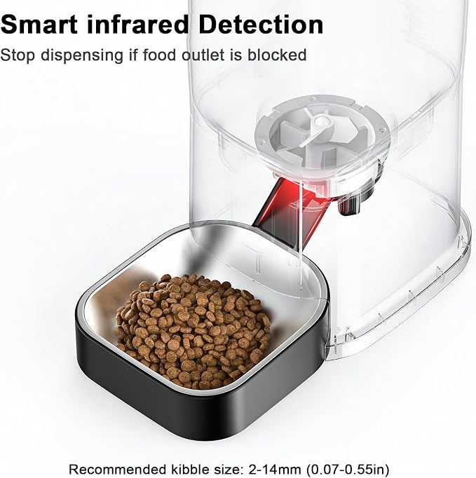 Automatic Cat Feeder,2.4G WiFi Automatic Dog Food Dispenser，Auto Dog Feeder with APP Control,5L Timed Auto Cats Food Dispenser w 2-Way Audio for Multiple Pet